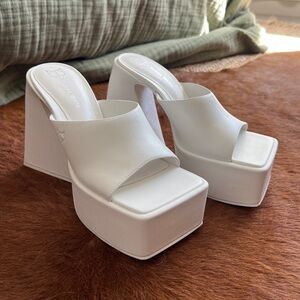 Naked Wolfe Pearl White Platform Sandals